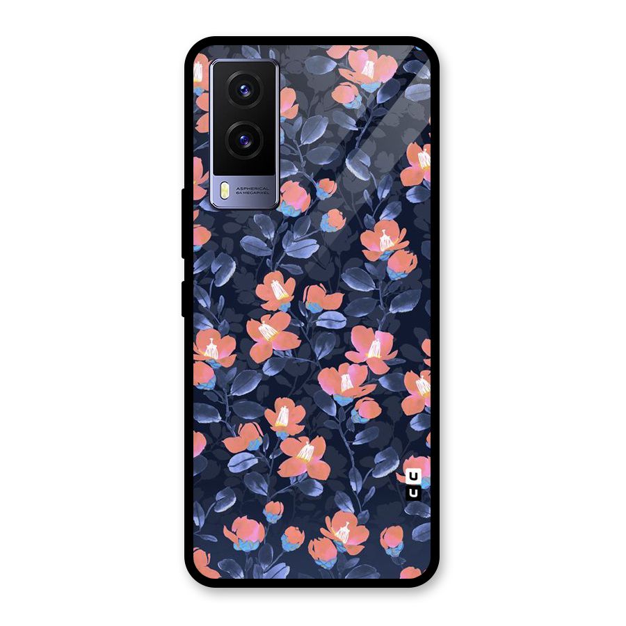 Tiny Peach Flowers Glass Back Case for Vivo V21e 5G