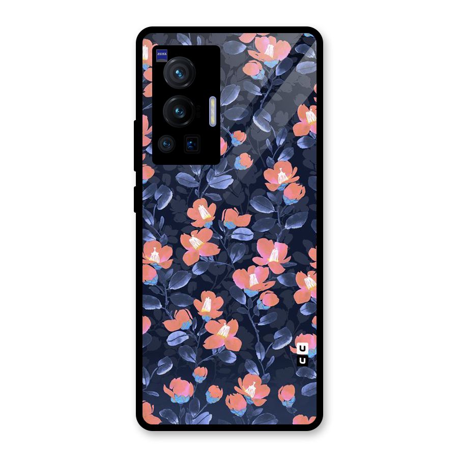 Tiny Peach Flowers Glass Back Case for Vivo X70 Pro