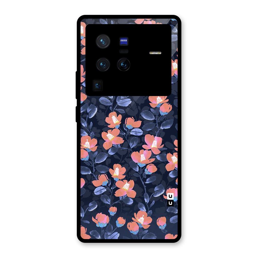 Tiny Peach Flowers Glass Back Case for Vivo X80 Pro