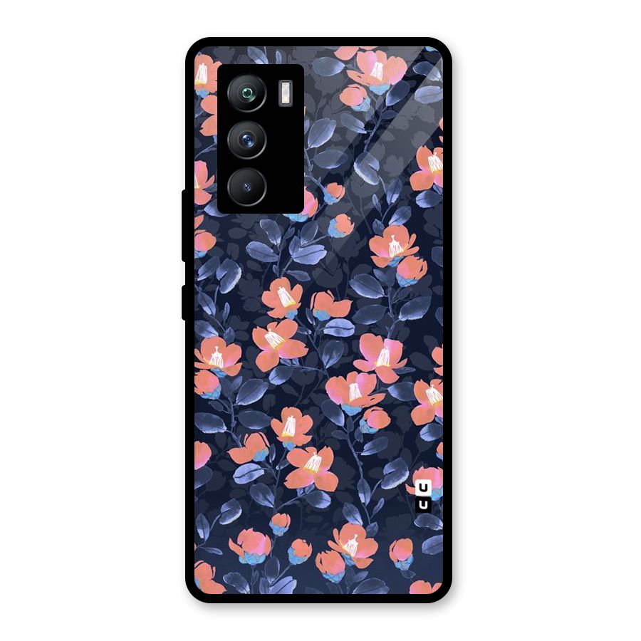 Tiny Peach Flowers Glass Back Case for Vivo iQOO 9 SE