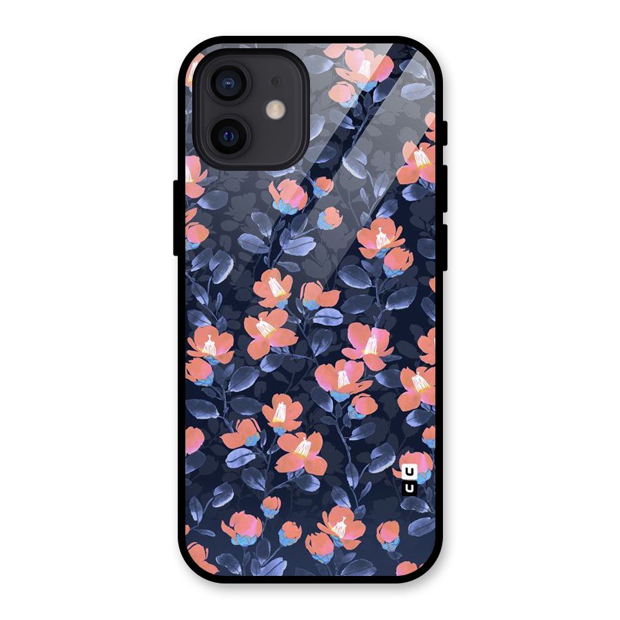 Tiny Peach Flowers Glass Back Case for iPhone 12