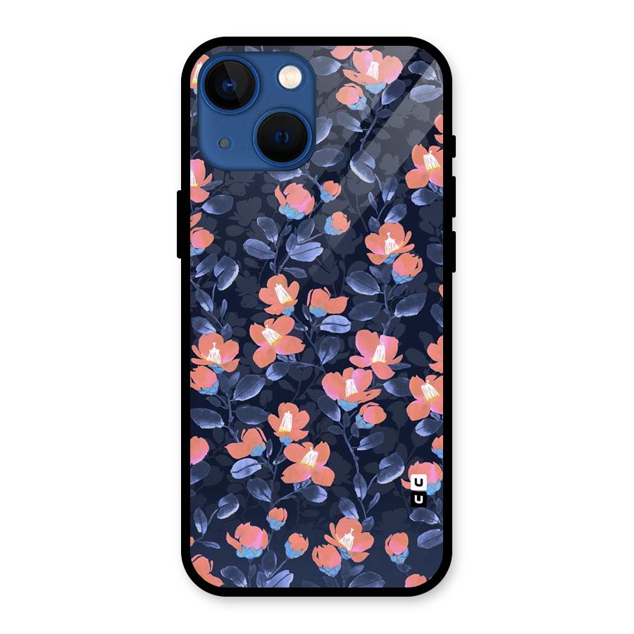 Tiny Peach Flowers Glass Back Case for iPhone 13 Mini