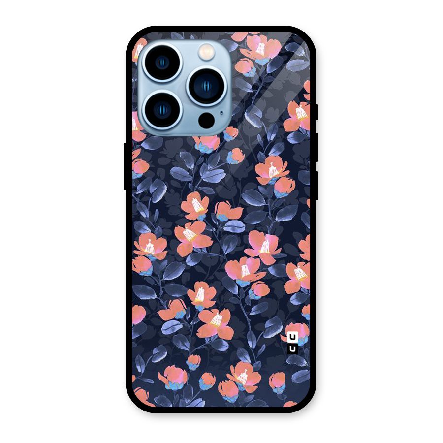 Tiny Peach Flowers Glass Back Case for iPhone 13 Pro