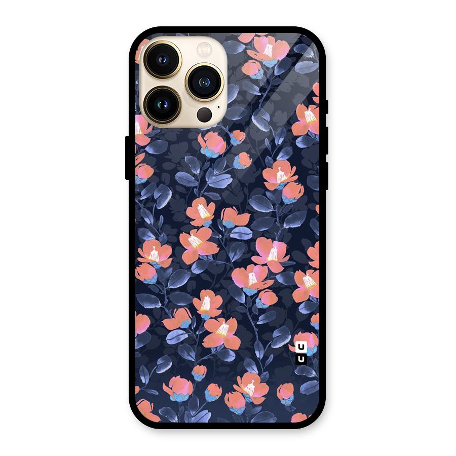 Tiny Peach Flowers Glass Back Case for iPhone 13 Pro Max