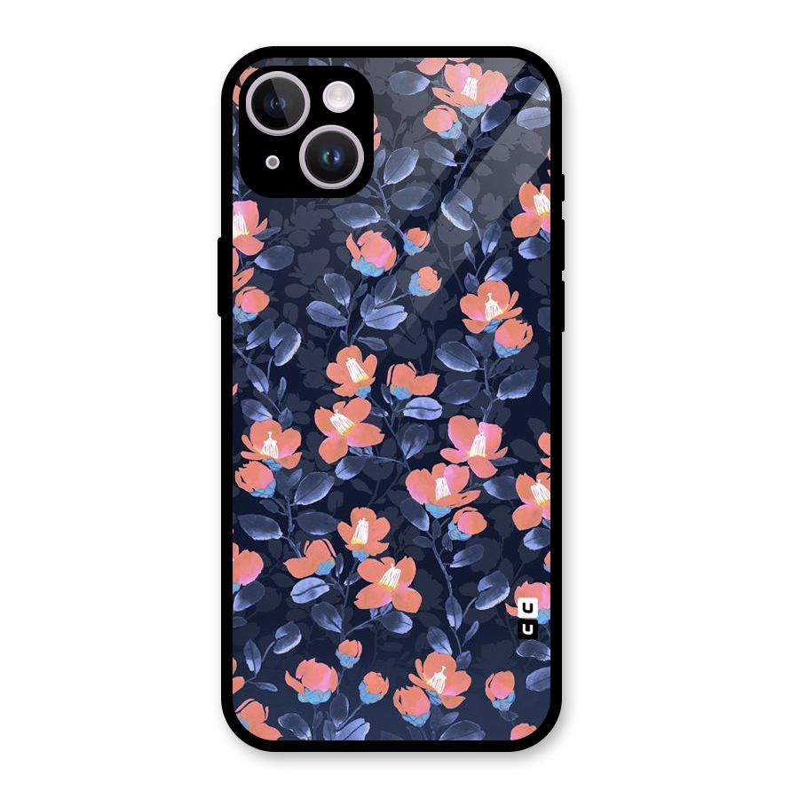 Tiny Peach Flowers Glass Back Case for iPhone 14 Plus
