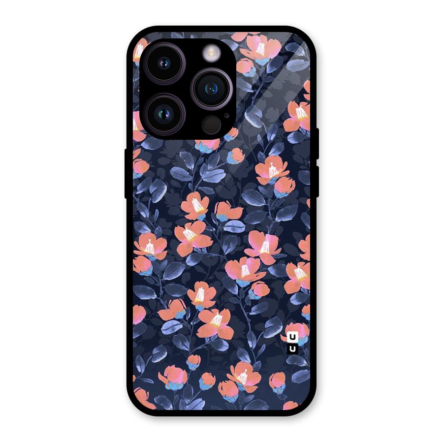 Tiny Peach Flowers Glass Back Case for iPhone 14 Pro