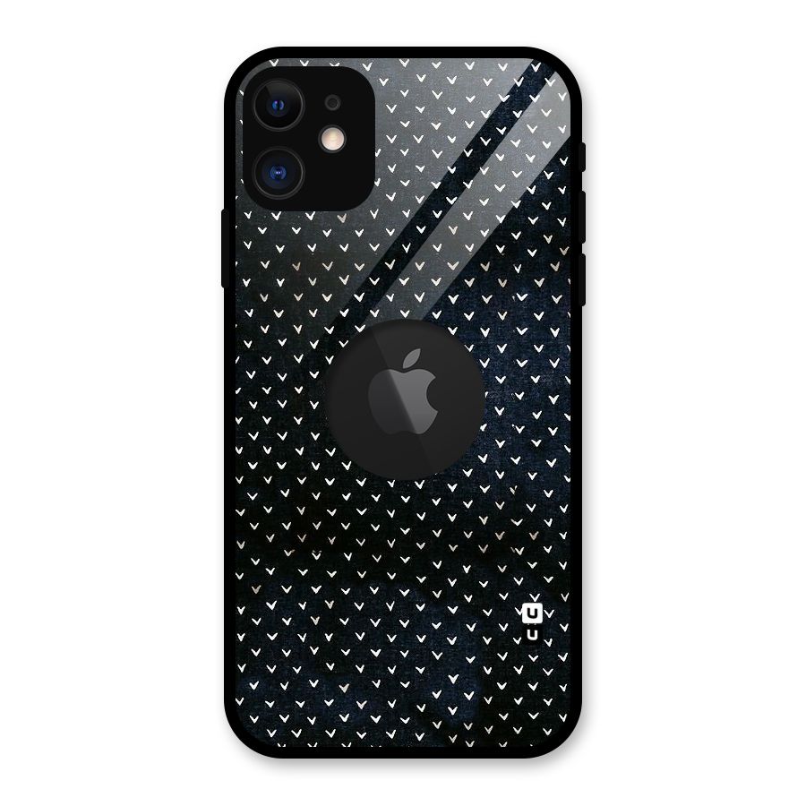 Tiny White Hearts Glass Back Case for iPhone 11 Logo Cut