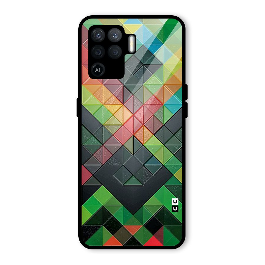 Too Much Colors Pattern Glass Back Case for Oppo F19 Pro