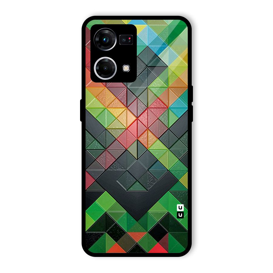 Too Much Colors Pattern Glass Back Case for Oppo F21 Pro 5G