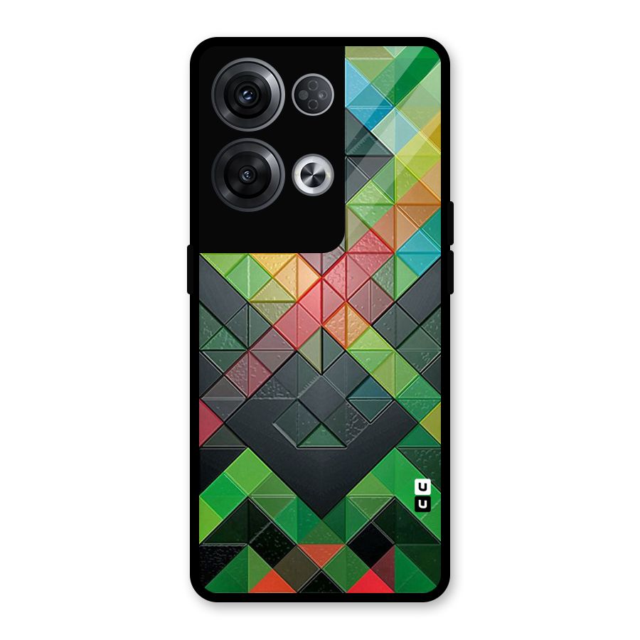 Too Much Colors Pattern Glass Back Case for Oppo Reno8 Pro 5G