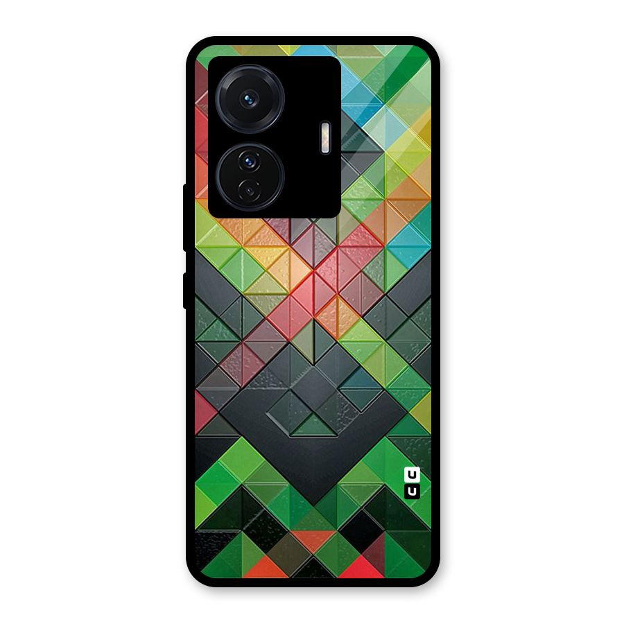 Too Much Colors Pattern Glass Back Case for Vivo T1 Pro