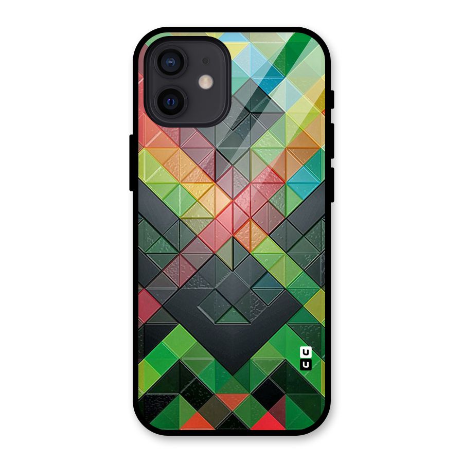 Too Much Colors Pattern Glass Back Case for iPhone 12