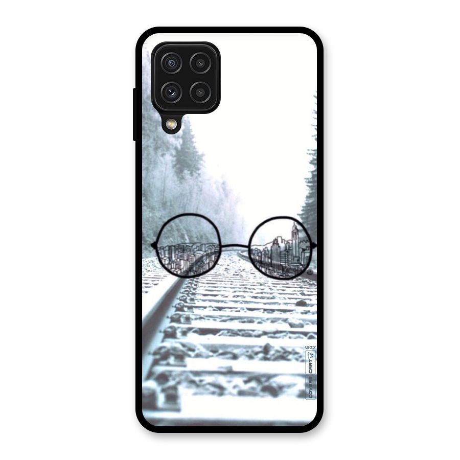 Tracks And Specs Glass Back Case for Galaxy A22 4G