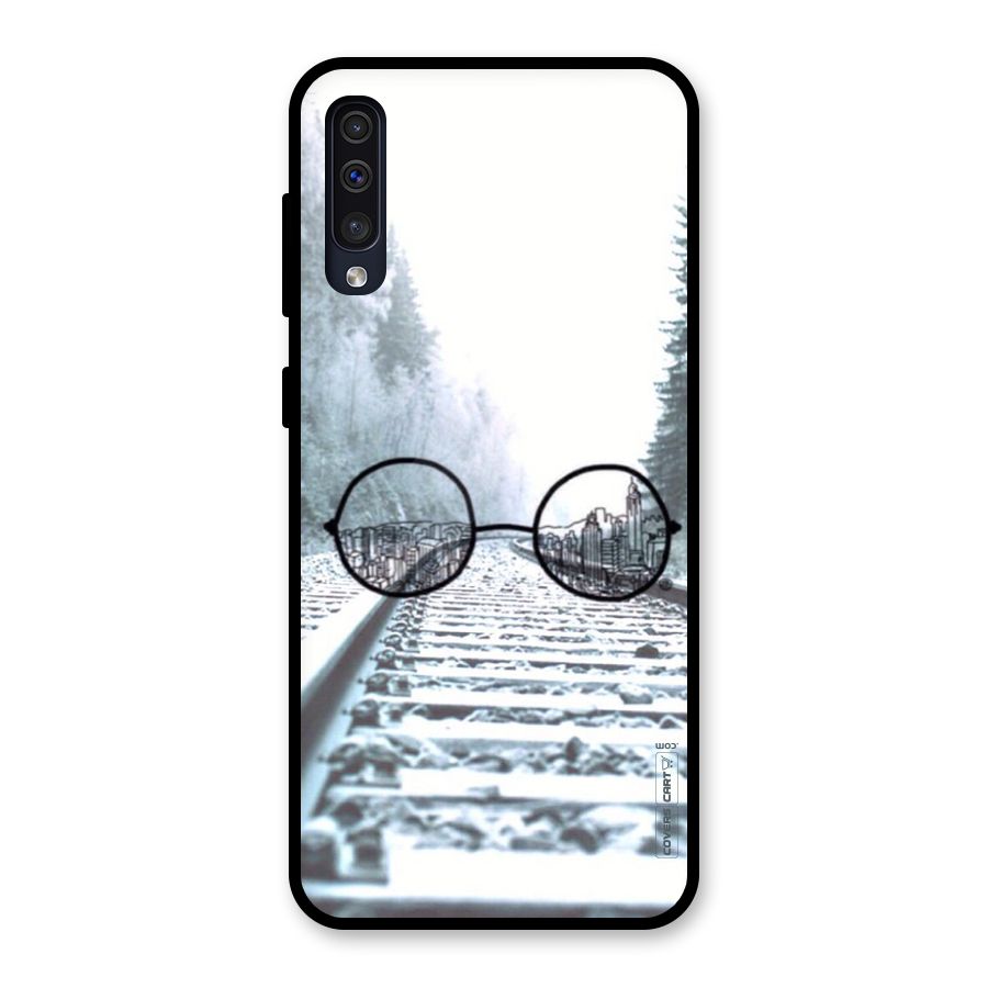 Tracks And Specs Glass Back Case for Galaxy A50
