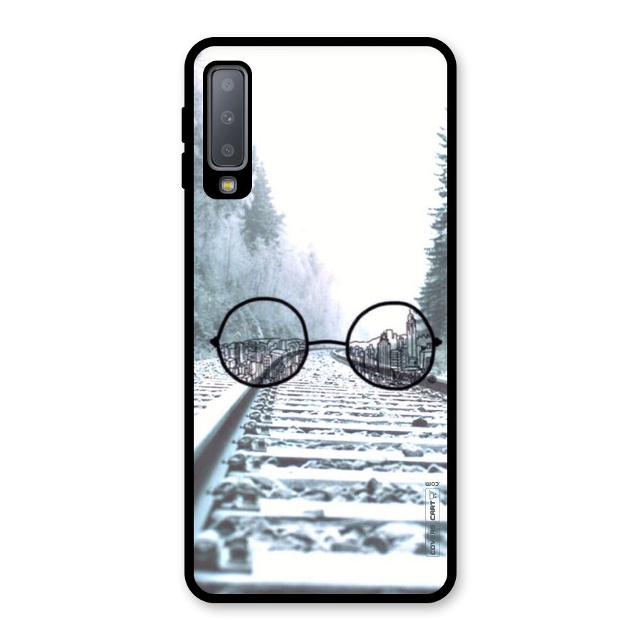Tracks And Specs Glass Back Case for Galaxy A7 (2018)