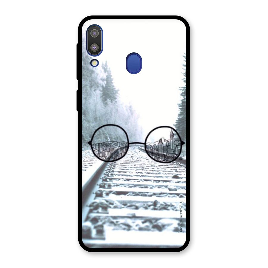 Tracks And Specs Glass Back Case for Galaxy M20