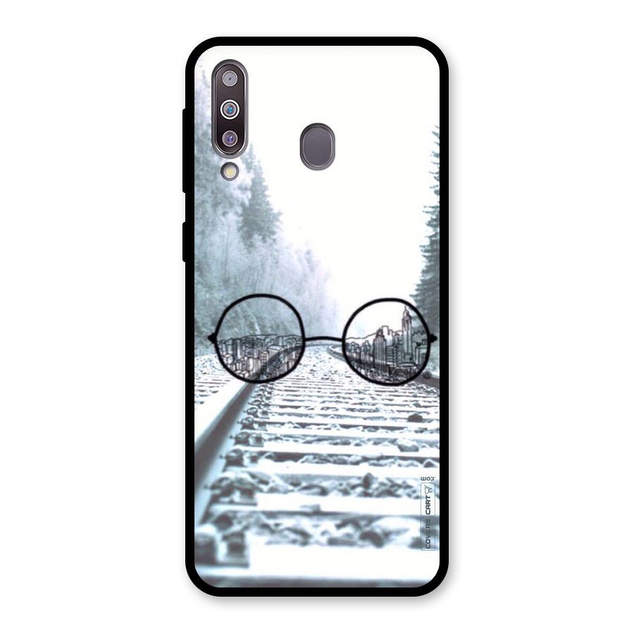 Tracks And Specs Glass Back Case for Galaxy M30