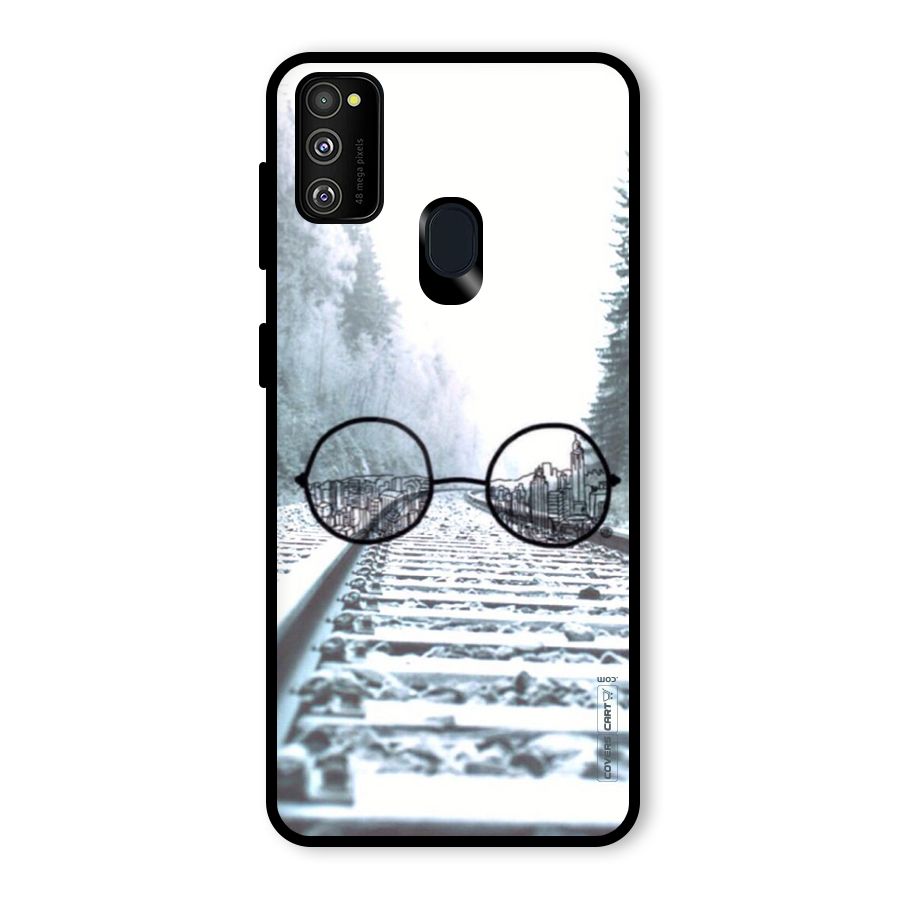 Tracks And Specs Glass Back Case for Galaxy M30s