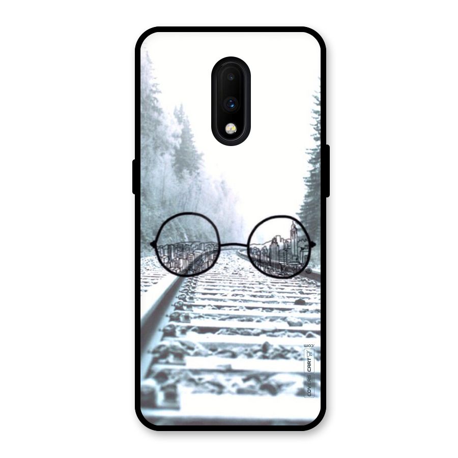 Tracks And Specs Glass Back Case for OnePlus 7