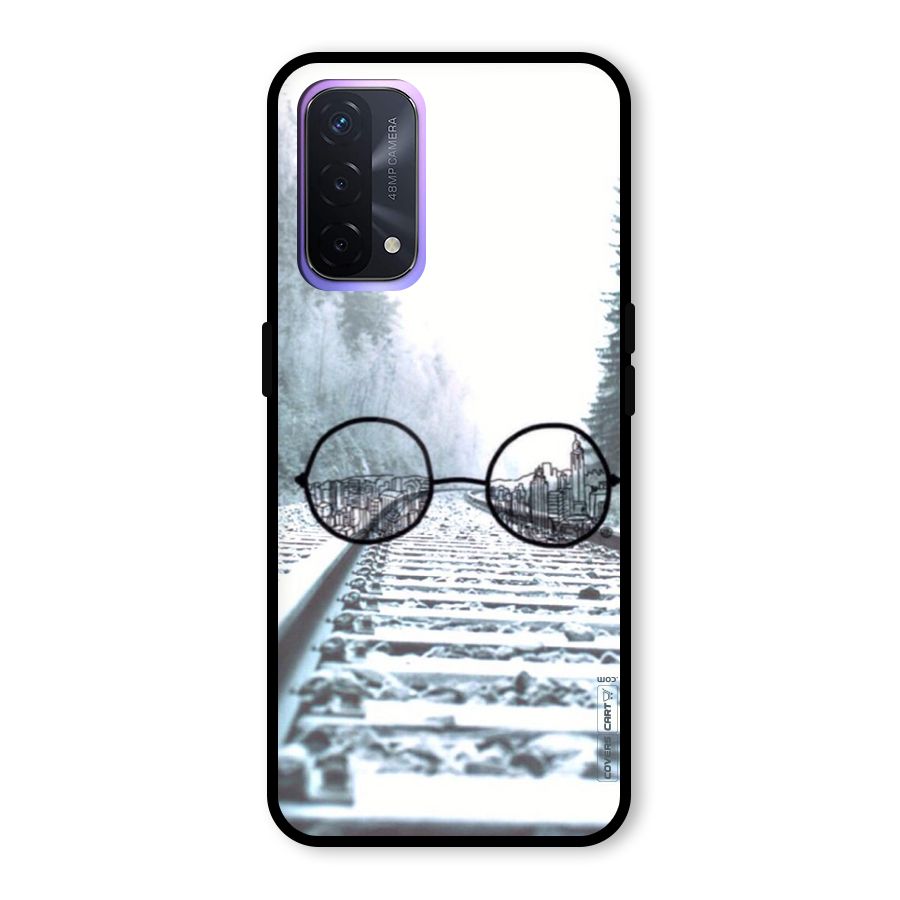 Tracks And Specs Glass Back Case for Oppo A74 5G