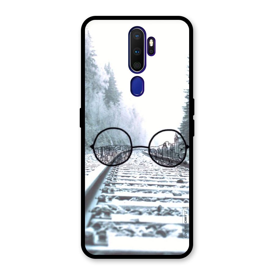 Tracks And Specs Glass Back Case for Oppo A9 (2020)