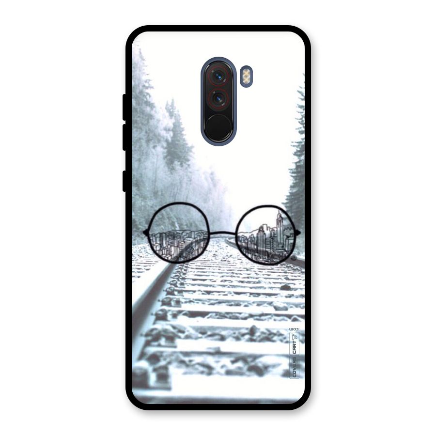 Tracks And Specs Glass Back Case for Poco F1