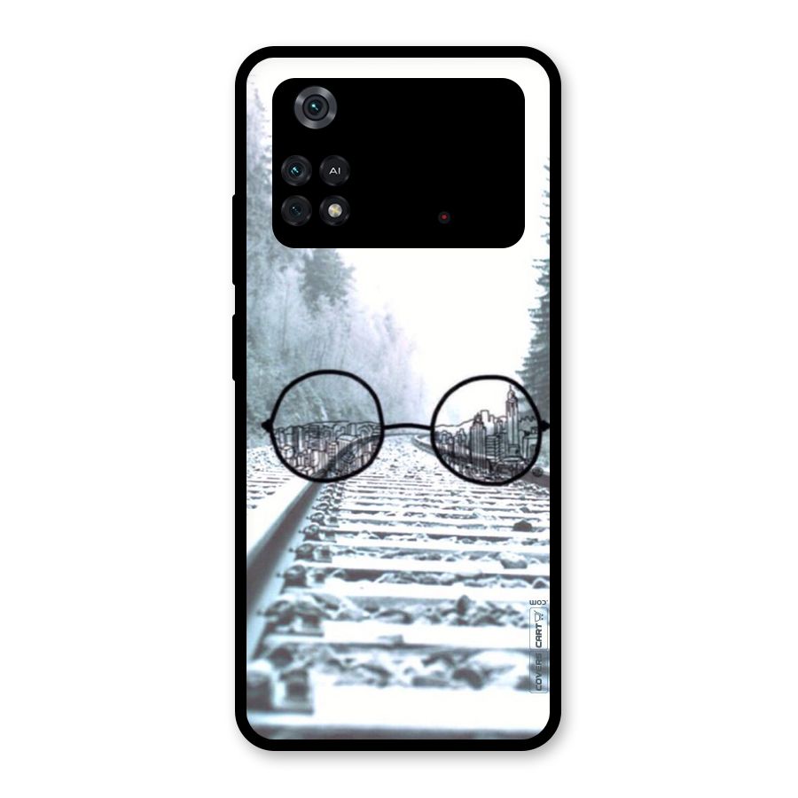 Tracks And Specs Glass Back Case for Poco M4 Pro 4G