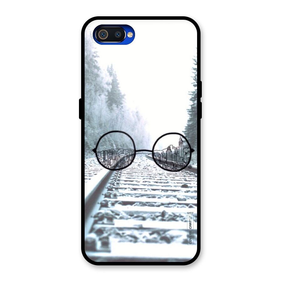 Tracks And Specs Glass Back Case for Realme C2