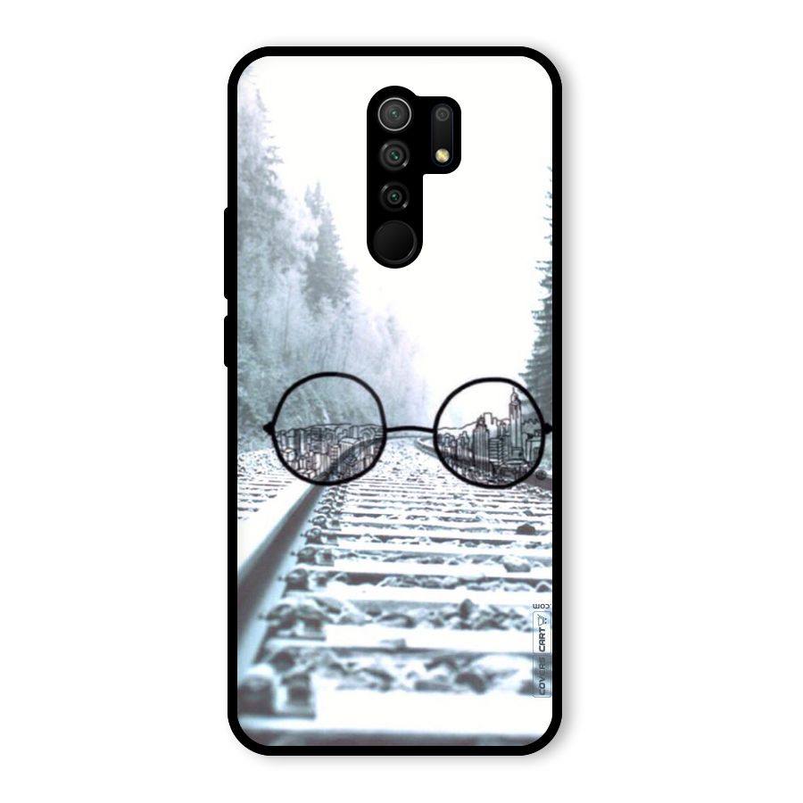 Tracks And Specs Glass Back Case for Redmi 9 Prime