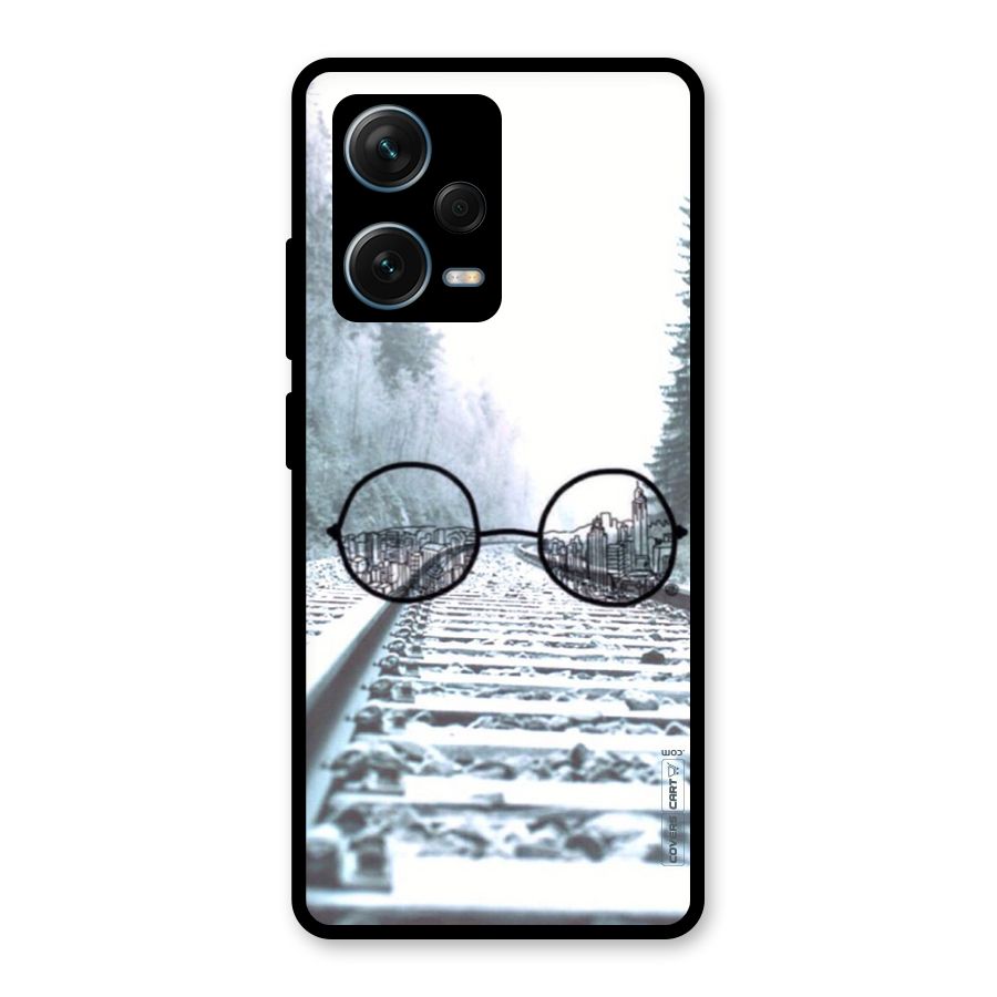 Tracks And Specs Glass Back Case for Redmi Note 12 Pro Plus 5G