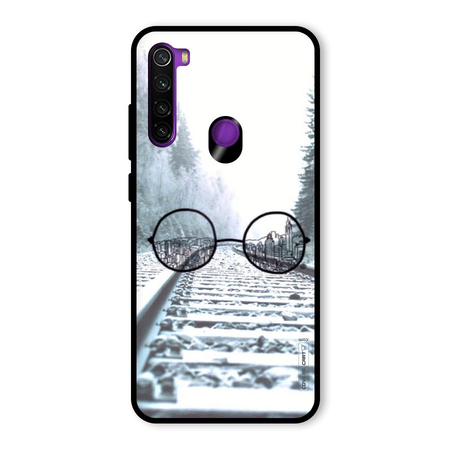 Tracks And Specs Glass Back Case for Redmi Note 8