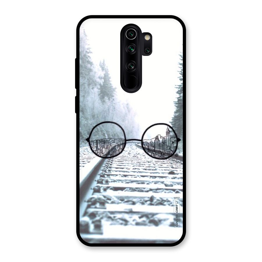 Tracks And Specs Glass Back Case for Redmi Note 8 Pro