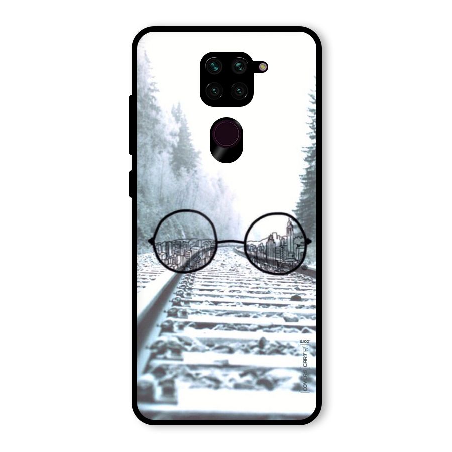 Tracks And Specs Glass Back Case for Redmi Note 9