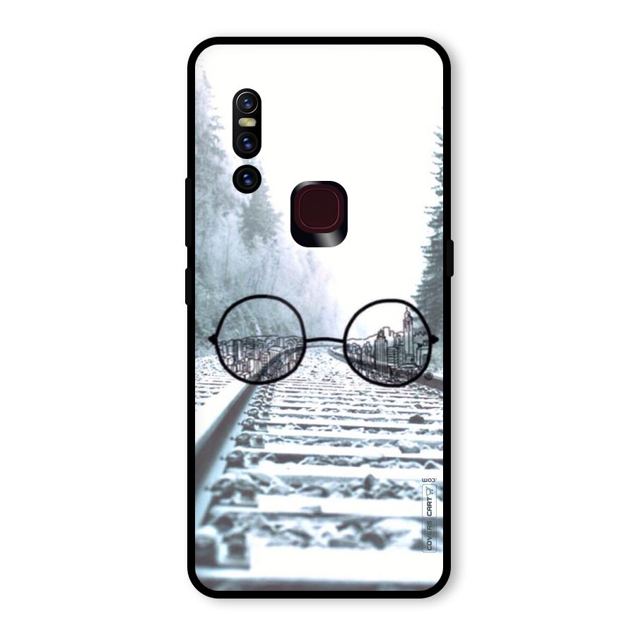 Tracks And Specs Glass Back Case for Vivo V15