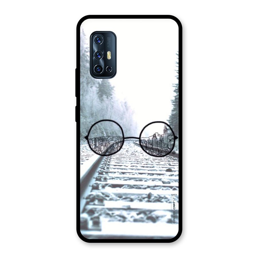 Tracks And Specs Glass Back Case for Vivo V17