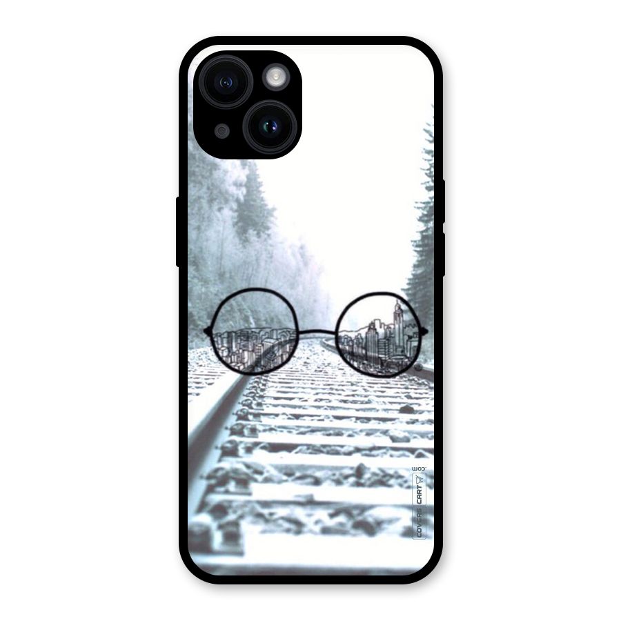 Tracks And Specs Glass Back Case for iPhone 14
