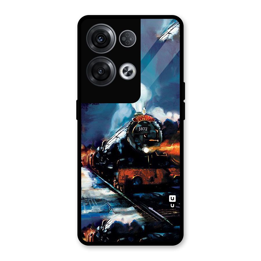 Train Art Glass Back Case for Oppo Reno8 Pro 5G