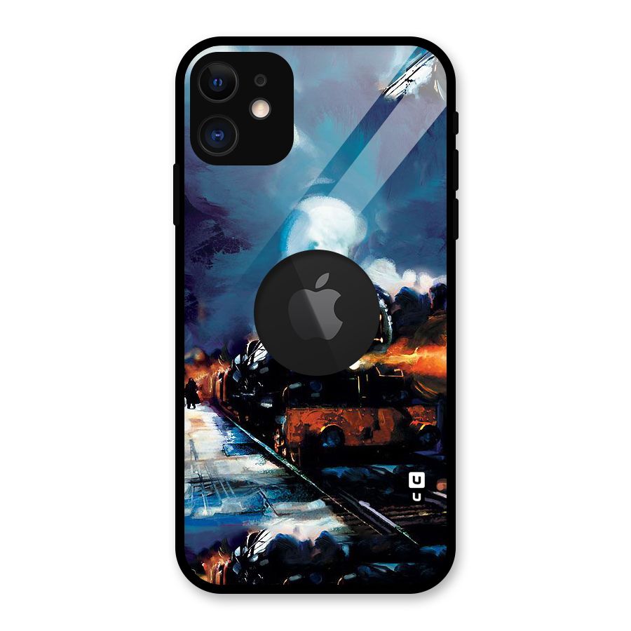 Train Art Glass Back Case for iPhone 11 Logo Cut