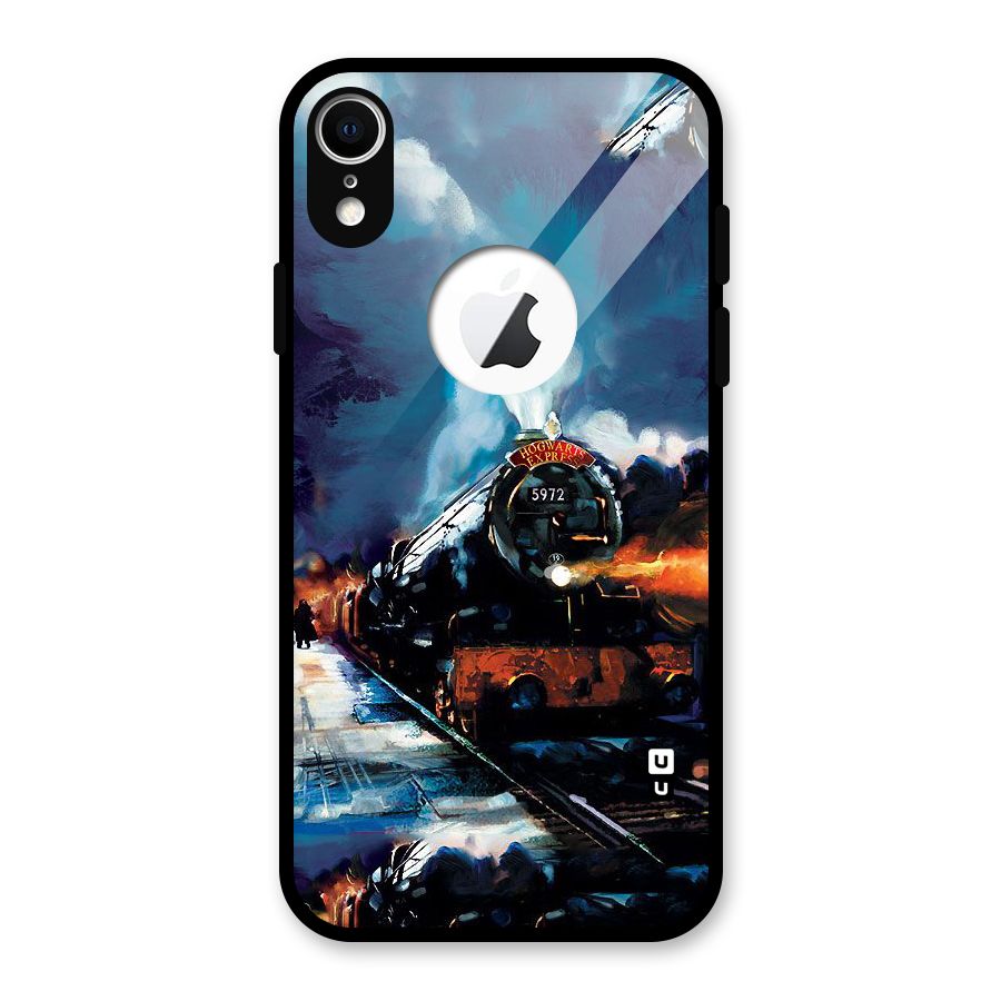 Train Art Glass Back Case for iPhone XR Logo Cut