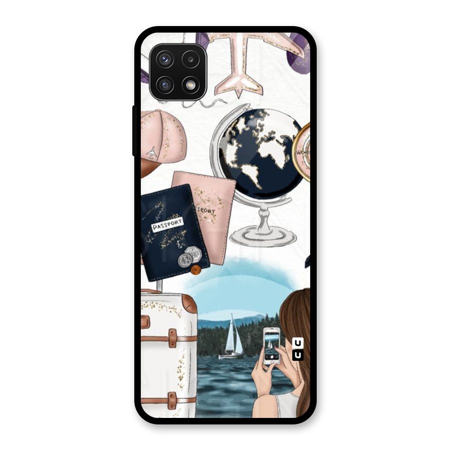Travel Diaries Glass Back Case for Galaxy A22 5G