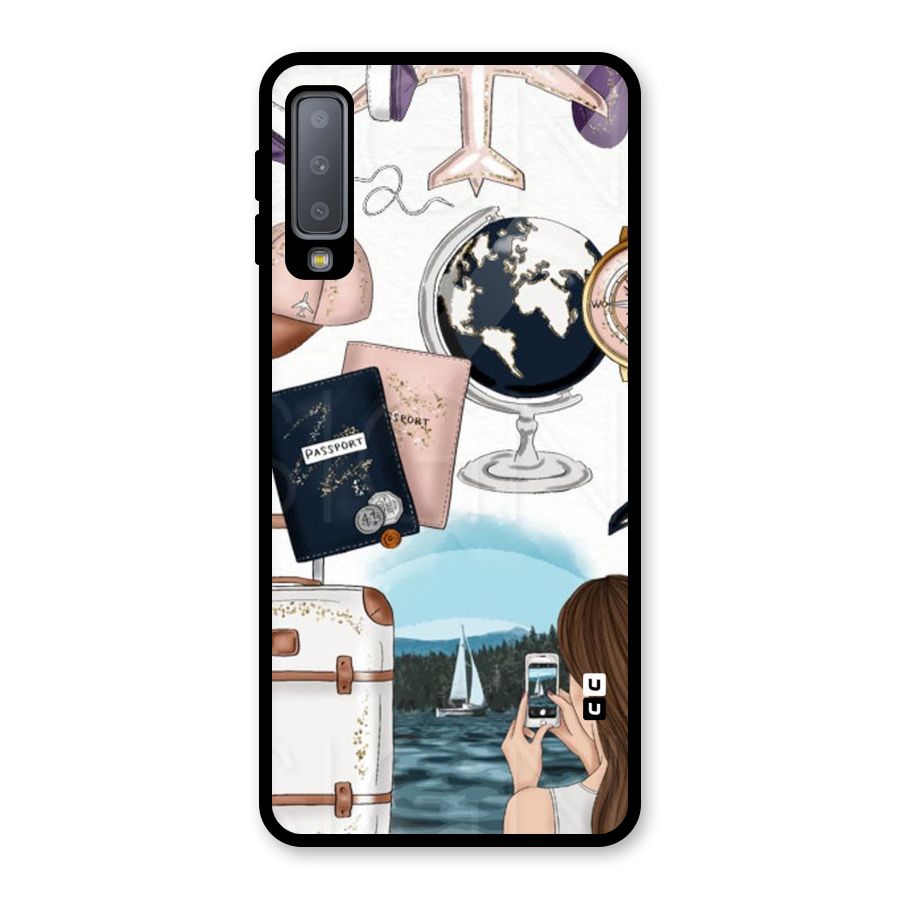 Travel Diaries Glass Back Case for Galaxy A7 (2018)