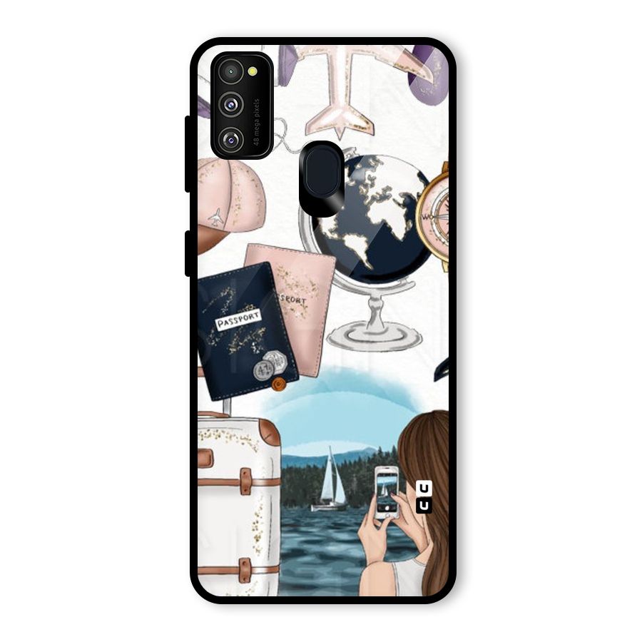 Travel Diaries Glass Back Case for Galaxy M30s