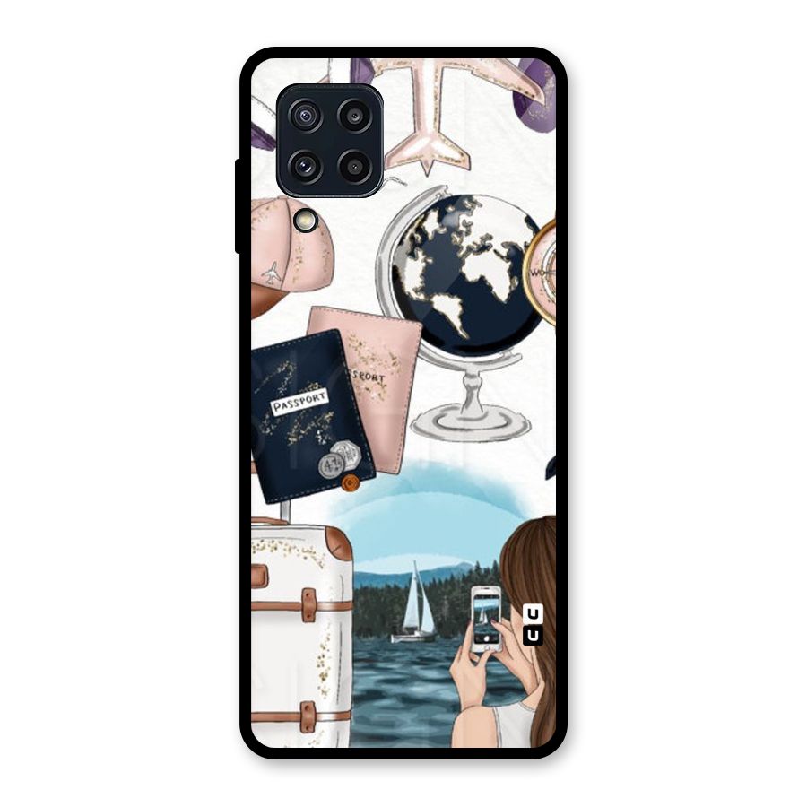 Travel Diaries Glass Back Case for Galaxy M32