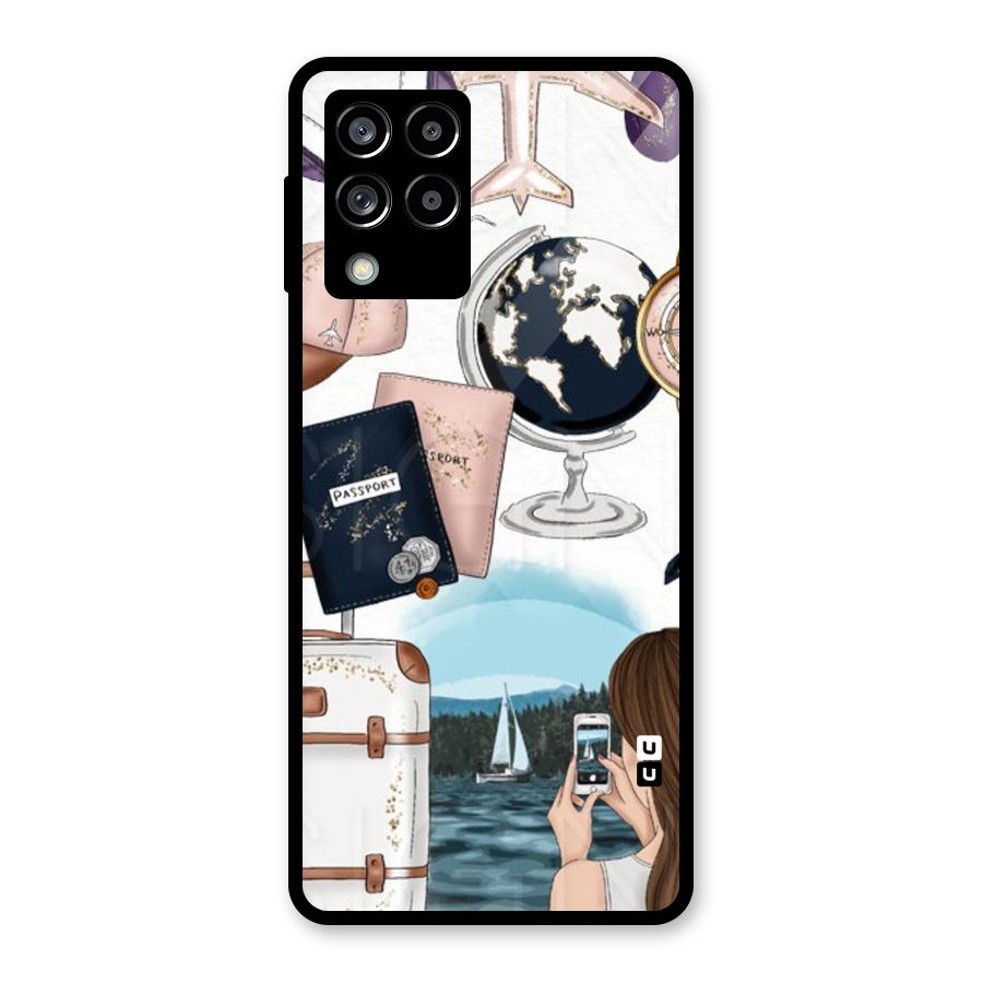 Travel Diaries Glass Back Case for Galaxy M53 5G