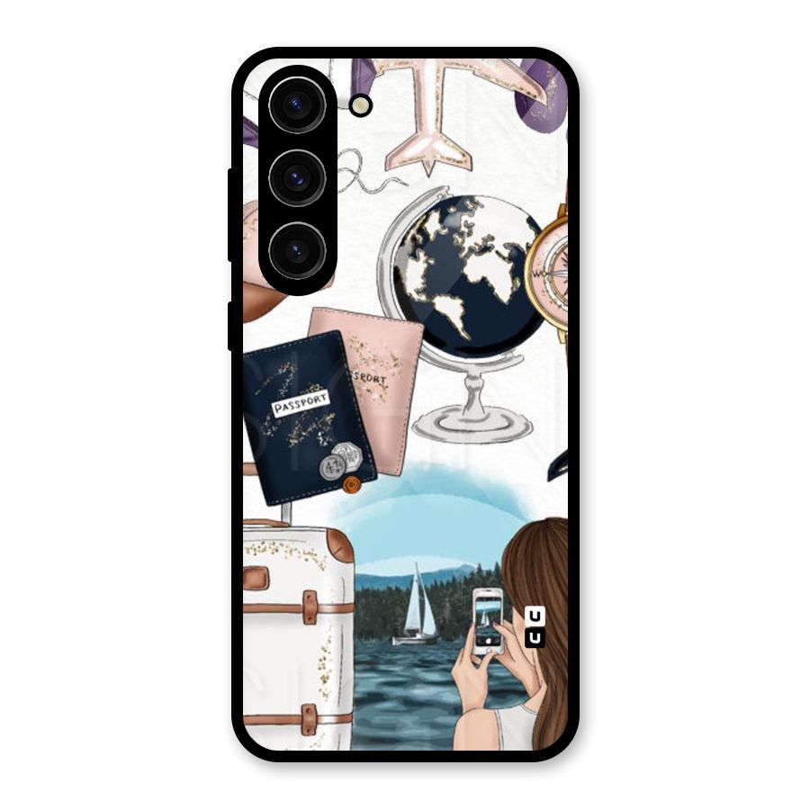 Travel Diaries Glass Back Case for Galaxy S23 Plus