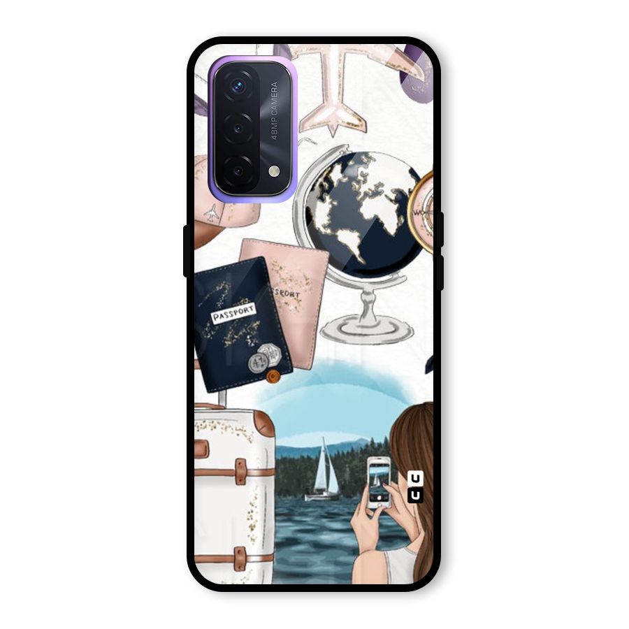 Travel Diaries Glass Back Case for Oppo A74 5G