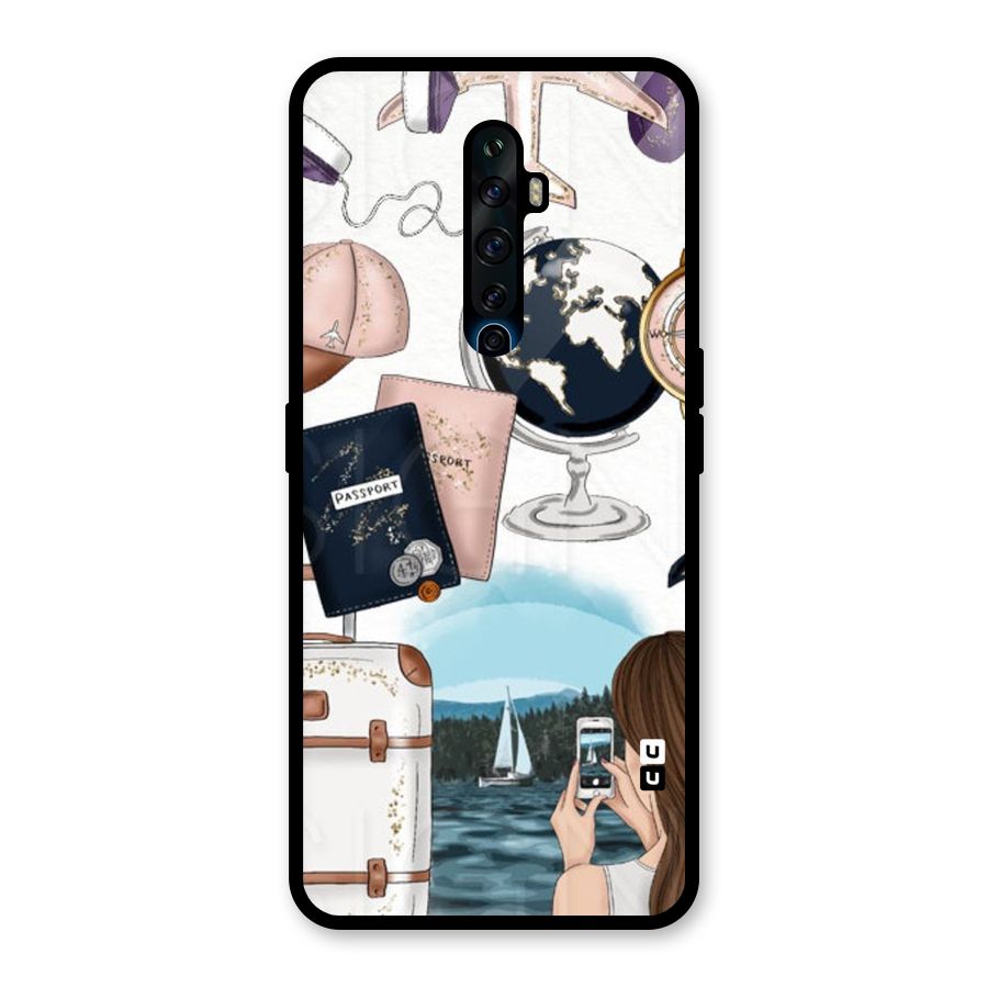 Travel Diaries Glass Back Case for Oppo Reno2 F