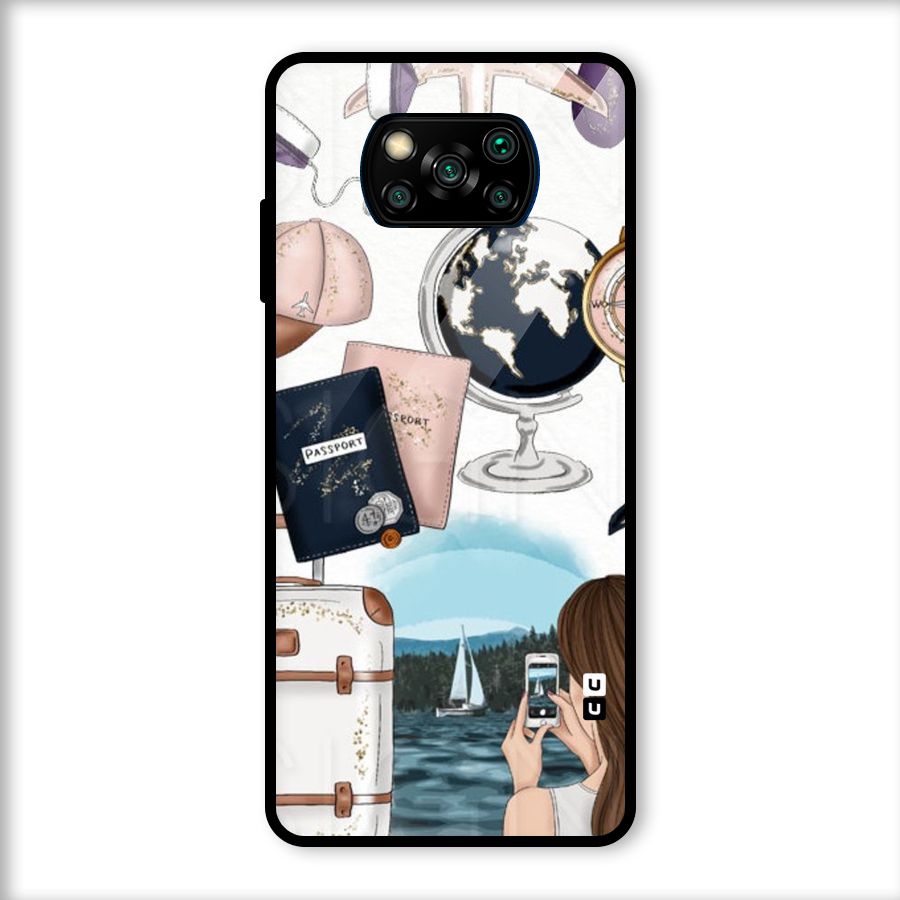 Travel Diaries Glass Back Case for Poco X3