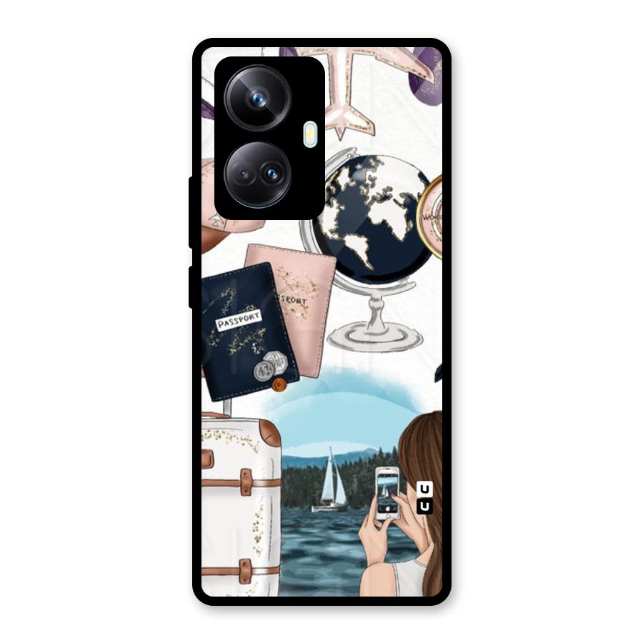 Travel Diaries Glass Back Case for Realme 10 Pro Plus