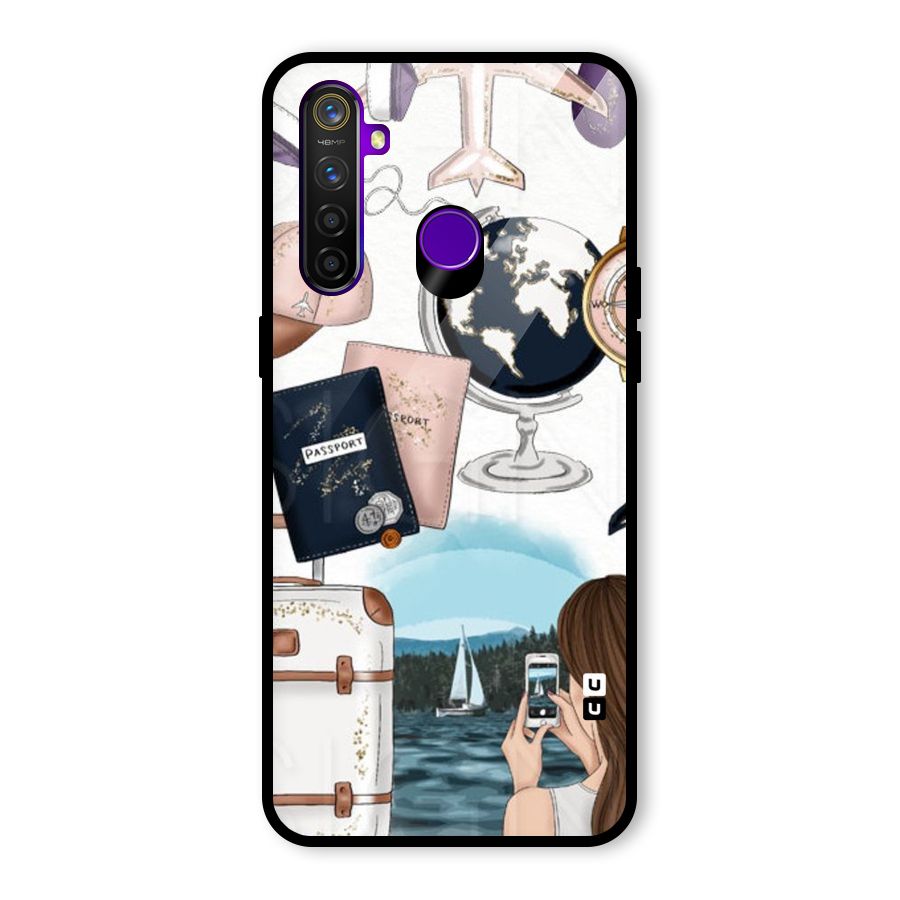 Travel Diaries Glass Back Case for Realme 5 Pro